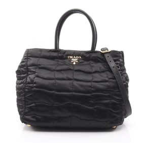 Prada tote bag, nylon and leather, women's, black