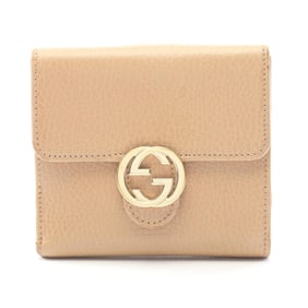 Gucci Interlocking G Bifold Wallet, Leather, Women's, Beige, 615525