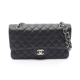 CHANEL Matelasse Double Flap Shoulder Bag in Caviar (Grained Calfskin) for Women, Black