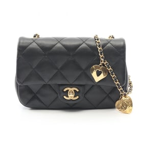 CHANEL Matelasse Shoulder Bag, Lambskin Leather, Women's, Black, AS3457