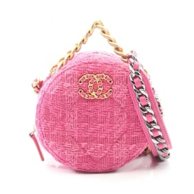 CHANEL 19 Matelasse Shoulder Bag, Fabric, Women's, Pink
