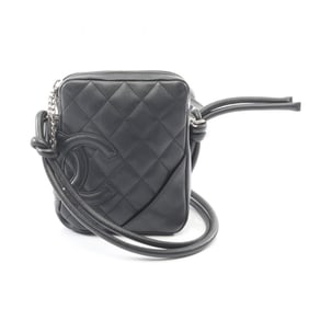 CHANEL Cambon Line Small Shoulder Bag, Leather, Women's, Black