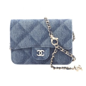 CHANEL Matelasse Mini Shoulder Bag in Denim and Leather, Navy Blue