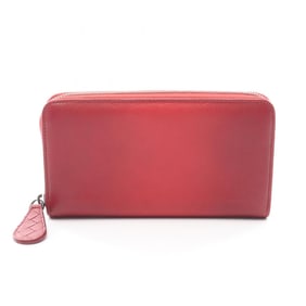 Bottega Veneta round long wallet, leather, women's, red