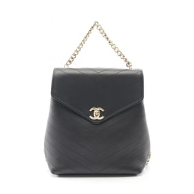 Chanel V-stitch lambskin backpack bag for women in black