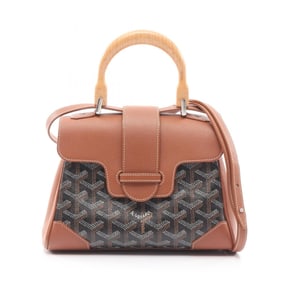 Goyard Saigon Mini Handbag, Coated Canvas and Leather, Women's, Black, Brown, White,