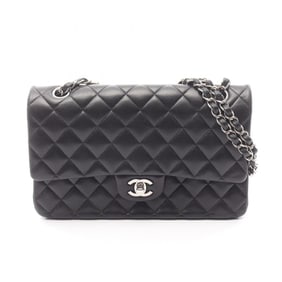 CHANEL Matelasse Double Flap Shoulder Bag in Lambskin Leather, Black