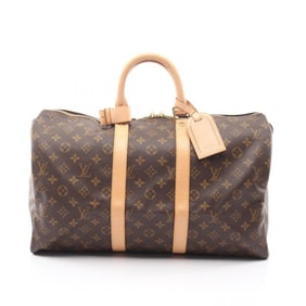 Louis Vuitton Keepall 45 Boston Bag, Coated Canvas and Leather, Monogram, Brown, Men's Women's,