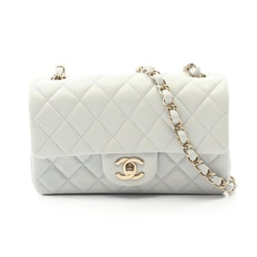 CHANEL Mini Matelasse 20 Shoulder Bag, Lambskin Leather, Women's, Gray, A69900