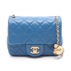 CHANEL Matelasse Shoulder Bag, Leather, Women's, Blue