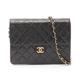 CHANEL Matelasse Single Flap Shoulder Bag in Lambskin Leather, Black