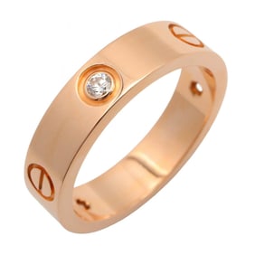 Cartier Love Ring 3PD, 18K Pink Gold with Diamonds, Women's, Clear Gold, B4032400