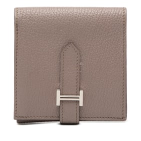 Hermes Hermès Bearn Compact Bi-fold Wallet in Greige/Gray Chevre, Women's