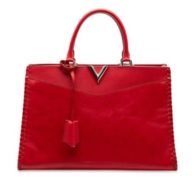 Louis Vuitton Monogram Very Zip Tote Handbag M54146 Red Ruby Leather Women's LOUIS VUITTON