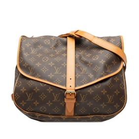 Louis Vuitton Monogram Saumur 35 Crossbody Shoulder Bag M42254 Brown Leather Women's LOUIS VUITTON