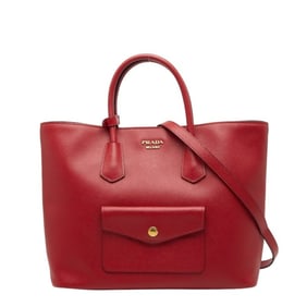Prada 2-way handbag/shoulder bag in red leather for women.