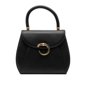 Cartier Panthere Top Handle Handbag in Black Leather for Women