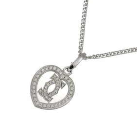 Cartier 2C Heart Diamond Necklace, 41cm, 18K White Gold 750 Necklace