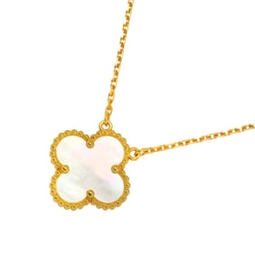 Van Cleef & Arpels VCA Alhambra Shell Necklace 42cm 18K Yellow Gold 750