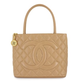 CHANEL Reissue Medallion Tote Bag, Beige Caviar Leather, A01804, Gold Hardware