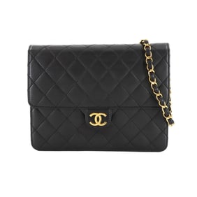 CHANEL Matelasse Chain Shoulder Bag in Black Lambskin with Gold Hardware and Push Locks (A03569)