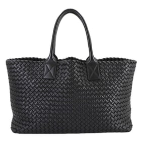 Bottega Veneta Intrecciato Cabat MM Tote Bag in Black Leather (115664)