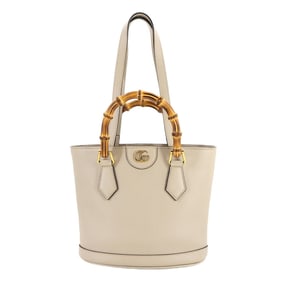 Gucci Bamboo Diana Small 2-Way Tote Shoulder Bag in Beige Leather with Gold Hardware (750396)