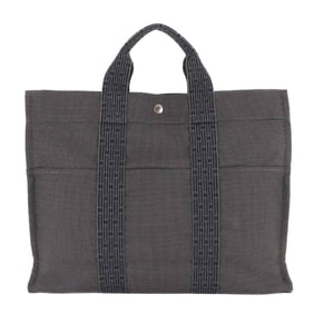 Hermes Hermès Herline MM Tote Bag, Gray Canvas with Silver Hardware