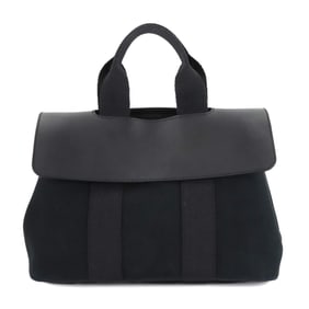 Hermes Hermès Valparaiso PM handbag in toile chevron leather with black and silver hardware.