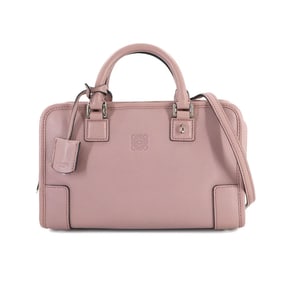 LOEWE Amazona 23 2-way hand/shoulder bag in pink leather with silver hardware.