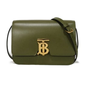 Burberry Small TB Shoulder Bag, Crossbody Calfskin, Green, Foil Stamping, Unused, Khaki, 8042433,