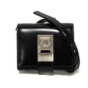 Salvatore Ferragamo Gancini Shoulder Bag, Pouch, Card Case, RFID, Unused, Black, 661170,