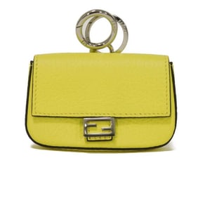 FENDI Micro Bucket Lime Mamma Pouch Keychain/Coin Case, FF Yellow, 7AR763, Men's/Women's