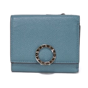 BVLGARI Tri-fold Wallet with Clip, Compact Trifold, Blue Bordeaux, RFID IC Chip, 291411, Men's and