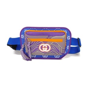 Gucci GG nylon belt bag with rubberized purple and blue Interlocking G design. Unused. Men's bag.