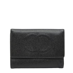 CHANEL Coco Mark Tri-fold Wallet in Black Caviar Leather for Women