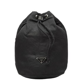 Prada Triangle Logo Plate Pouch Black Nylon Women's PRADA