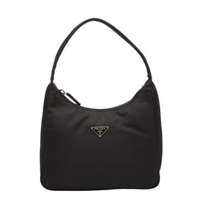 Prada Triangle Logo Plate Mini Handbag Black Nylon Women's PRADA