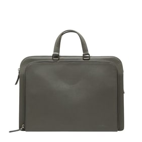 Prada Triangle Logo Plate Briefcase Business Bag VR0023 Gray Saffiano Leather Men's PRADA