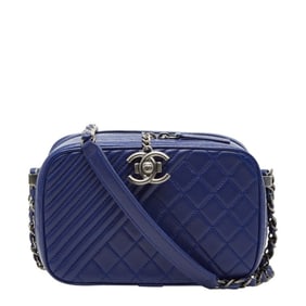 CHANEL Coco Mark Matelasse Boy Chanel Chain Shoulder Bag Camera A92656 Blue Lambskin Women's