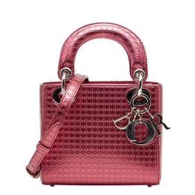 Christian Dior Dior Micro Cannage Lady Mini Handbag/Shoulder Bag, 2-Way, Pink Patent Leather,