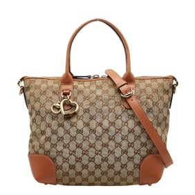 Gucci GG Canvas Heart Bit Handbag/Shoulder Bag 2WAY 269957 Beige Brown Leather Women's GUCCI