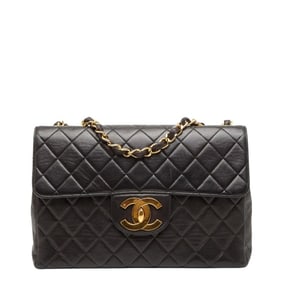 CHANEL Coco Mark Matelasse Chain Shoulder Bag in Black Lambskin for Women