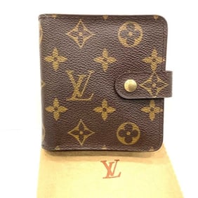 Louis Vuitton Monogram Compact Zip M61667 Bifold Wallet CA1928 Bill Compartment Has Peeling JA-25886