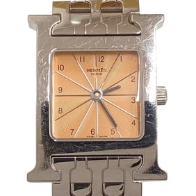 Hermès HH1.210 H Watch, Quartz Movement, Pink Dial, Wrist Circumference: Approx. 14cm, JA-26033