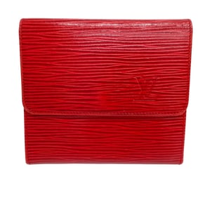 Louis Vuitton Epi Double Tri-fold Wallet with Malletier Stamp, Red, JA-25888