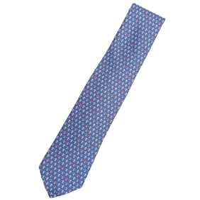 Hermes Hermès 100% Silk Twill Tie 626073FA 05 Pattern Blue with Camphor Smell JA-25841