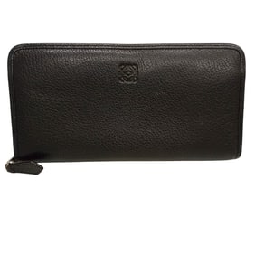 LOEWE Leather Anagram Round Long Wallet, Black, JA-25968