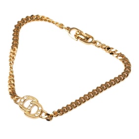 Christian Dior Dior CD logo bracelet, gold plated with rhinestones, women's.