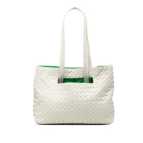 Bottega Veneta Intrecciato Shoulder Bag/Tote Bag in White/Green Leather for Women